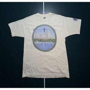 Vintage‎ 100th Boston Marathon T Shirt Size Medium 1996 White 90s Race Running